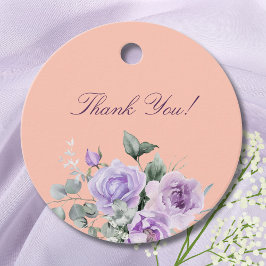 Lilac Peach Peony Bridal Shower Thank You フェイバータグ