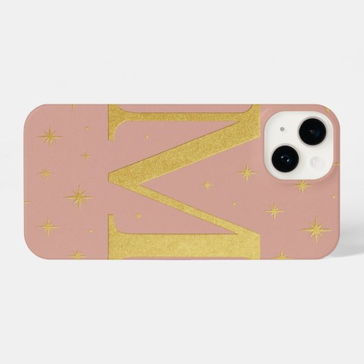 ✨ Lilac Phone Case with Big M & Yellow Stars – Cut iPhoneケース (裏面横)