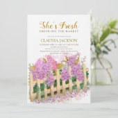 Lilac Picket Fence She's Fresh Bridal Shower  招待状 (スタンド正面)