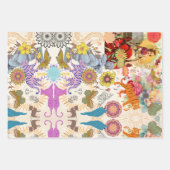 Lilac Pink Boho Whimsical Botanical Flora ラッピングペーパーシート (正面3)