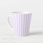 Lilac purple and white candy stripes カフェラテマグ (左アングル)