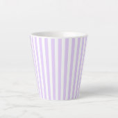 Lilac purple and white candy stripes カフェラテマグ (正面)