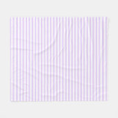 Lilac purple and white candy stripes フリースブランケット (正面(横))