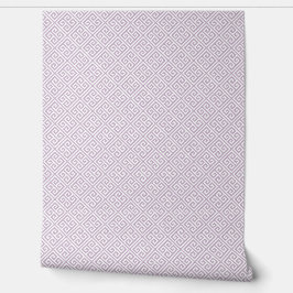 Lilac Purple and White Greek Key Pattern 壁紙