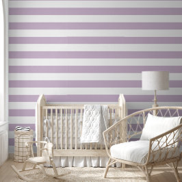 Lilac Purple and White Wide Horizontal Stripes 壁紙