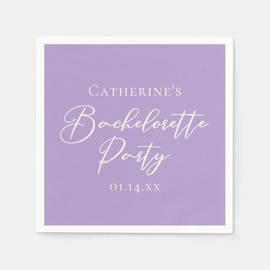Lilac Purple Bachelorette Party Personalized スタンダードカクテルナプキン (正面)