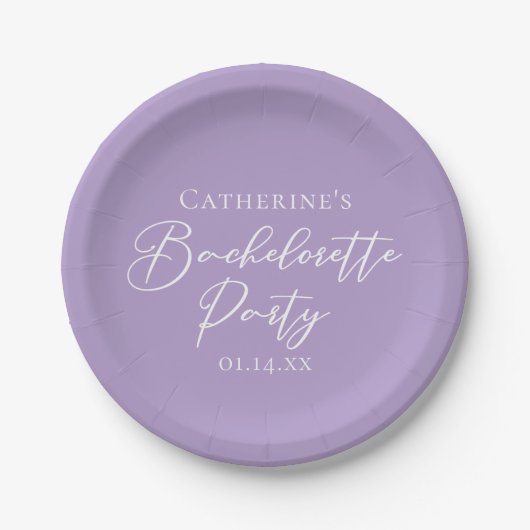 Lilac Purple Bachelorette Party Personalized ペーパープレート (正面)