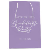 Lilac Purple Bachelorette Party Personalized ミディアムペーパーバッグ (正面)