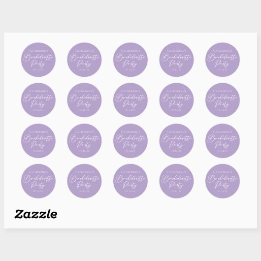 Lilac Purple Bachelorette Party Personalized ラウンドシール (シート)