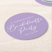 Lilac Purple Bachelorette Party Personalized ラウンドペーパーコースター (アングル)