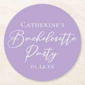 Lilac Purple Bachelorette Party Personalized ラウンドペーパーコースター (正面)