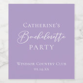 Lilac Purple Bachelorette Party Personalized ワインラベル (シングルラベル)