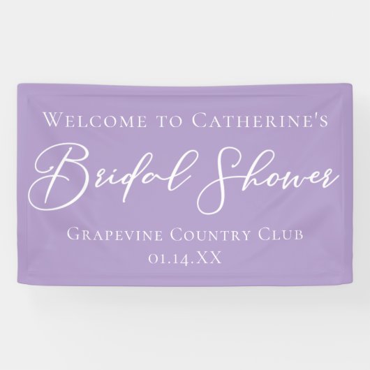 Lilac Purple Bridal Shower Party Custom Welcome 横断幕 (横)
