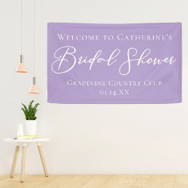 Lilac Purple Bridal Shower Party Custom Welcome 横断幕
