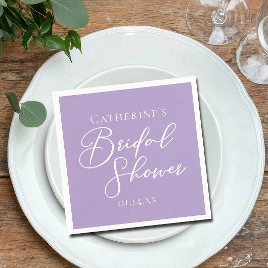 Lilac Purple Bridal Shower Party Personalized スタンダードカクテルナプキン
