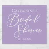 Lilac Purple Bridal Shower Party Personalized スパークリングワインラベル (シングルラベル)
