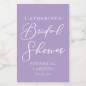 Lilac Purple Bridal Shower Party Personalized ワインラベル (シングルラベル)