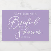 Lilac Purple Bridal Shower Party Personalized Mini スパークリングワインラベル (シングルラベル)