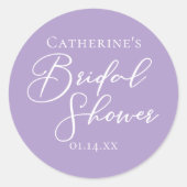 Lilac Purple Bridal Shower Personalized ラウンドシール (正面)