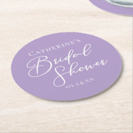 Lilac Purple Bridal Shower Personalized ラウンドペーパーコースター