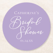 Lilac Purple Bridal Shower Personalized ラウンドペーパーコースター (正面)
