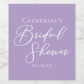 Lilac Purple Bridal Shower Personalized ワインラベル (シングルラベル)