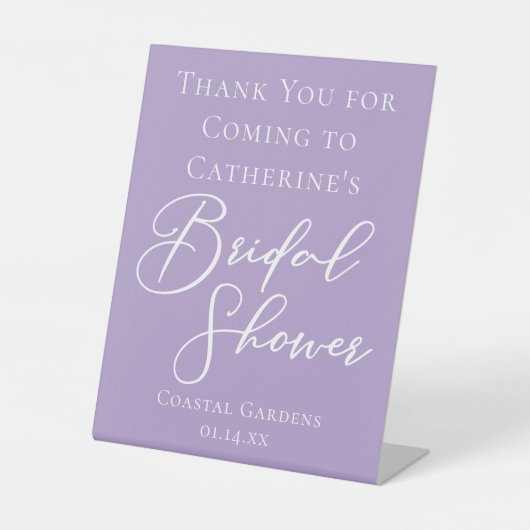 Lilac Purple Bridal Shower Personalized Welcome 台座サイン (正面)
