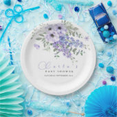 Lilac purple floral baby shower  ペーパープレート (パーティー)
