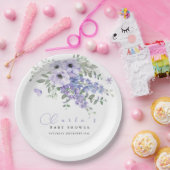 Lilac purple floral baby shower  ペーパープレート (パーティー)
