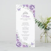 Lilac Purple Floral Quinceanera Program Menu メニュー (スタンド正面)
