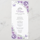 Lilac Purple Floral Quinceanera Program Menu メニュー (正面)