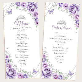 Lilac Purple Floral Quinceanera Program Menu メニュー