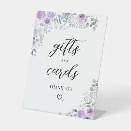 Lilac Purple Floral Wedding Gifts and Cards Sign 台座サイン