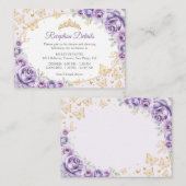 Lilac Purple Gold Quinceanera Reception Details エンクロージャーカード (正面/裏面)