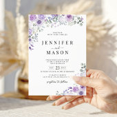 Lilac Purple Lavender Floral Wedding Invitation 招待状