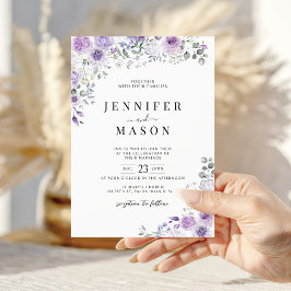 Lilac Purple Lavender Floral Wedding Invitation 招待状