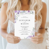 Lilac Purple Lavender Floral Wedding Invitation 招待状