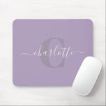 Lilac Purple | Personalized Script Monogram Name  マウスパッド<br><div class="desc">Lilac Purple | Personalized Script Monogram Name Mouse pad</div>