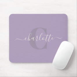Lilac Purple | Personalized Script Monogram Name  マウスパッド