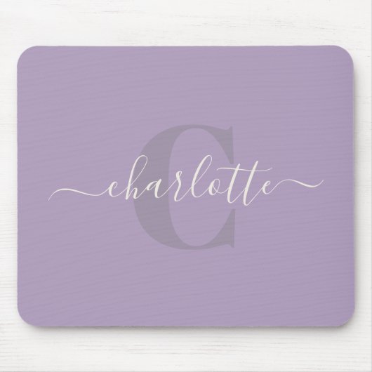 Lilac Purple | Personalized Script Monogram Name  マウスパッド (正面)