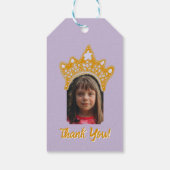 Lilac Purple Princess Crown Floral Photo Birthday ギフトタグ (裏面)