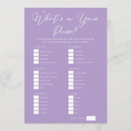 Lilac Purple Purse Items Bridal Shower Game カード