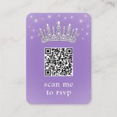 Lilac Purple QR RSVP Quinceañera Crown & Photo エンクロージャーカード (正面)