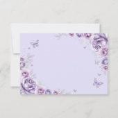 Lilac Purple Silver Floral Quinceanera サンキューカード (裏面)