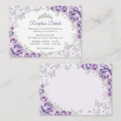 Lilac Purple Silver Quinceanera Reception Details エンクロージャーカード (正面/裏面)