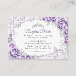 Lilac Purple Silver Quinceanera Reception Details エンクロージャーカード