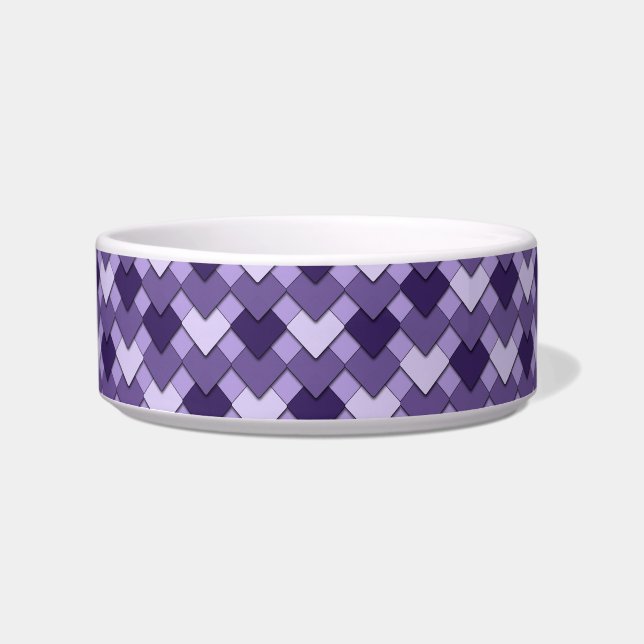 Lilac Purple Square and Diamond Harlequin Pattern ボウル (正面)