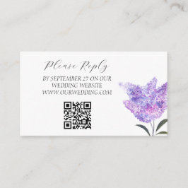 Lilac Purple Watercolor Flowers Floral Wedding  エンクロージャーカード