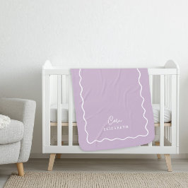Lilac Purple Wavy Border Monogrammed シェルパブランケット