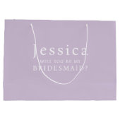 Lilac Purple Will You Be My Bridesmaid Proposal ラージペーパーバッグ (裏面)